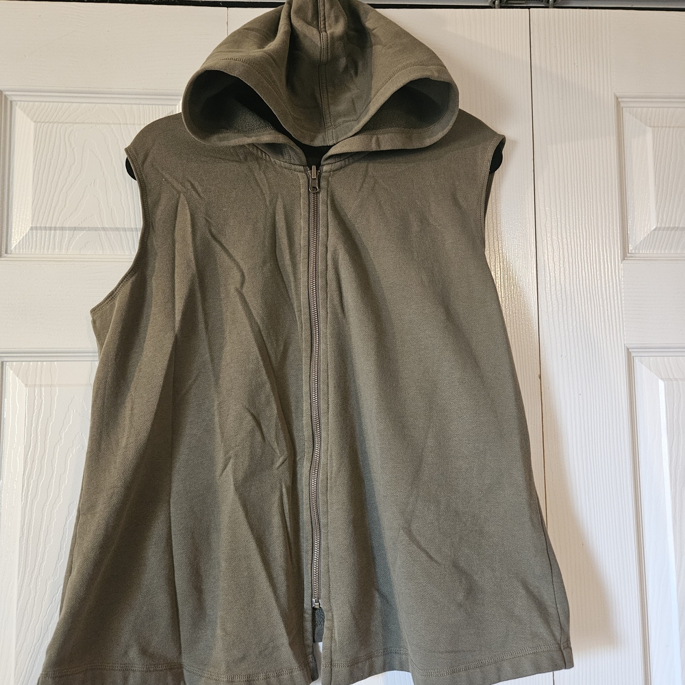J. Jill Olive Green Sleeveless Hoodie